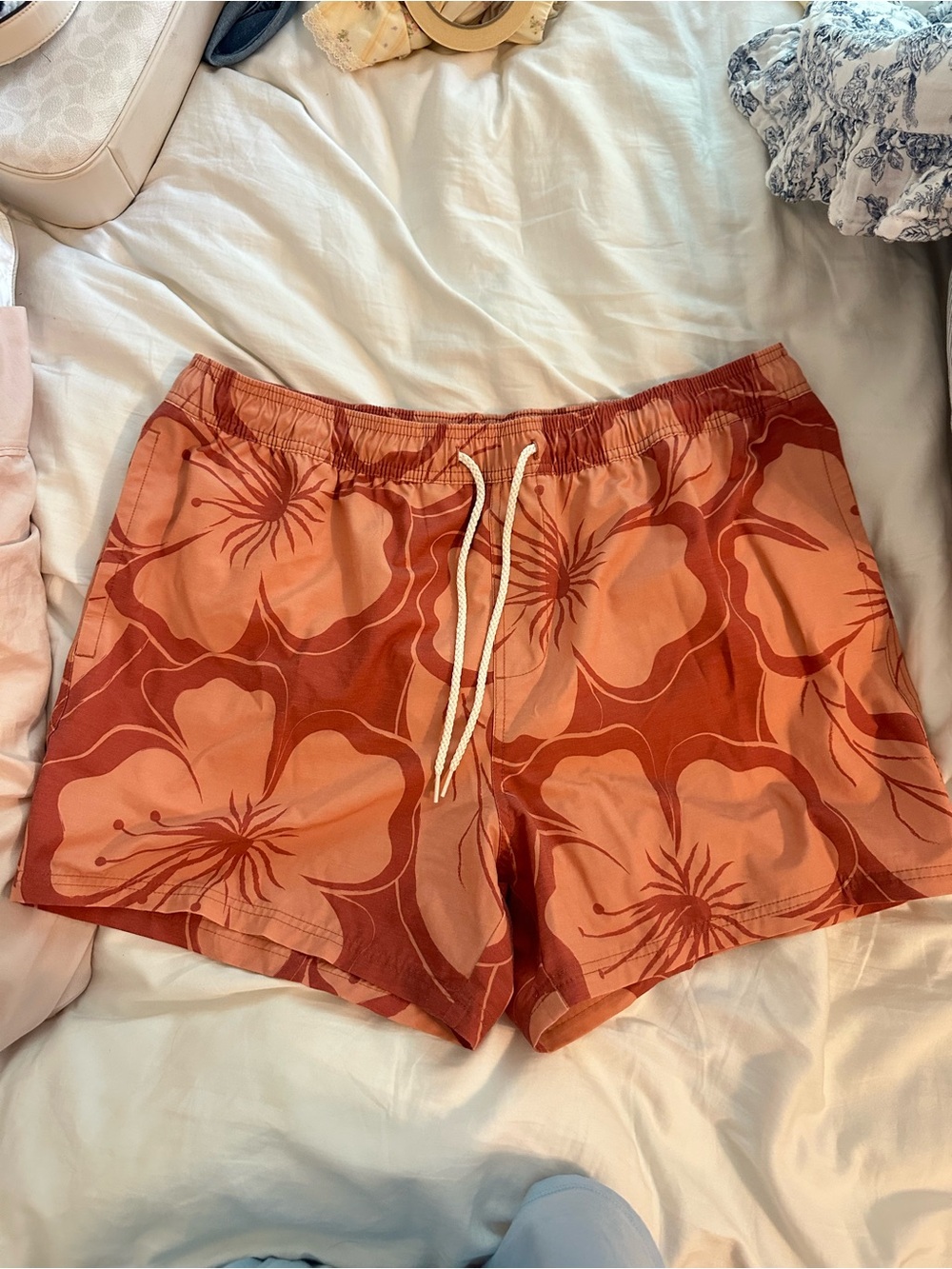 Men’s Floral Drawstring Swim Trunks
